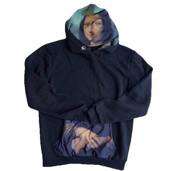 Louvre Mona Lisa Hoodie Premium XL Black Leonardo da Vinci Art Paris Souvenir - Picture 1 of 6